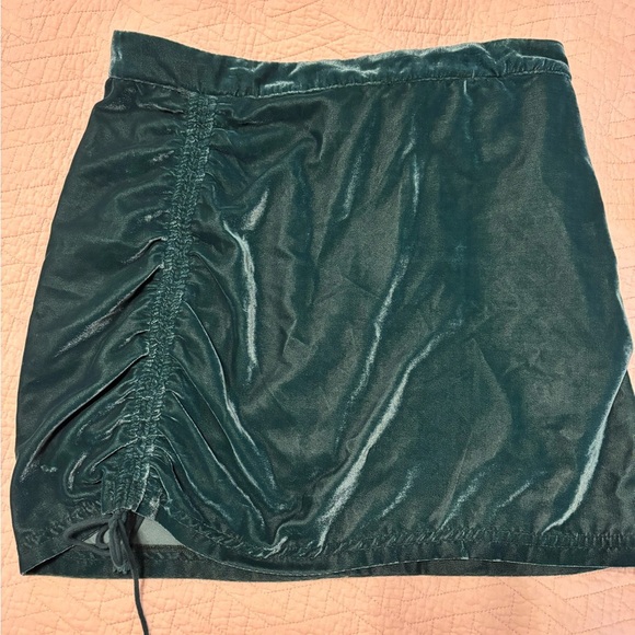Free People Emerald Green Velvet Skirt 10 - Picture 3 of 6